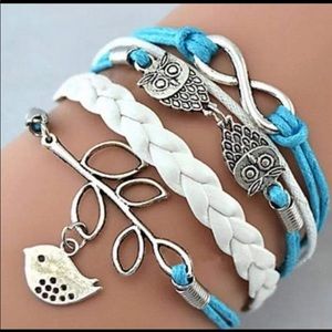 Owl infinity loop Rope Bracelet New